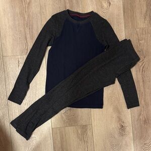 Navy and Gray Long Sleeve Top and Pants Therml Set